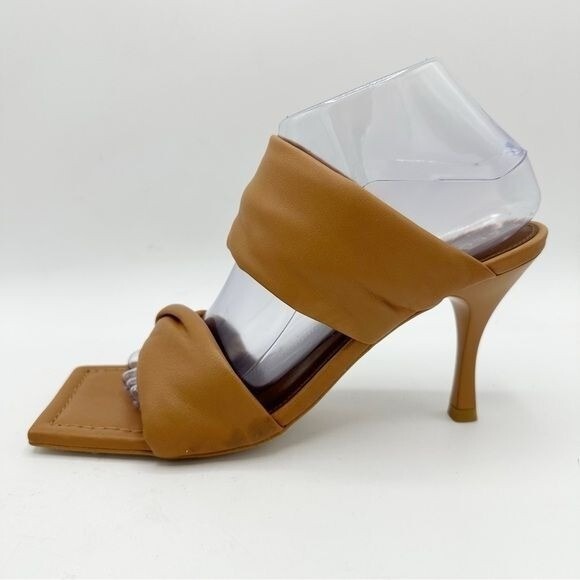 NEW ALOHAS Puffy Twist Strap Mule in Camel Tan Brown‎ Heeled Sandal Heel 8.5 - Picture 2 of 13
